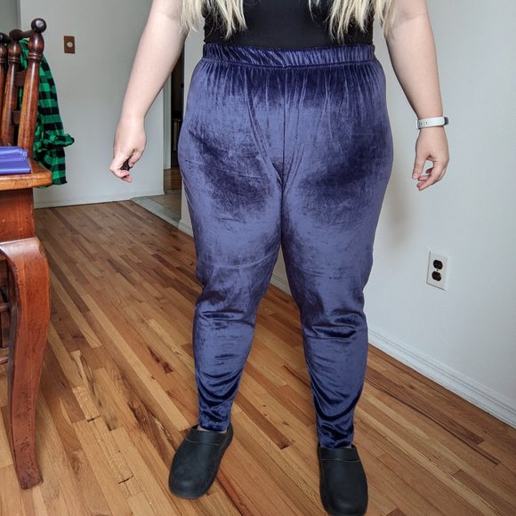 Moonlit Roses Purple Velveteen Flare Pants by Eva Lady